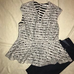 NY&Co black and white peplum shirt